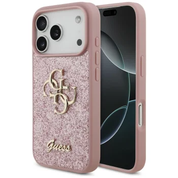 Guess Fixed Glitter Big 4G Case for iPhone 17 Pro / 18 Pro, Pink