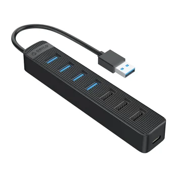HUB 7-port input: USB-A 3.0 / output: 4x + 3x 2.0 - black