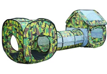 Bērnu spēļu telts ar tuneli un mājiņu | Children's play tent with tunnel