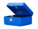 Metal cash box with key and compartments, 20x16x9 cm, blue