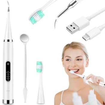 Ultrasonic Dental Scaler and Toothbrush 2-in-1, White