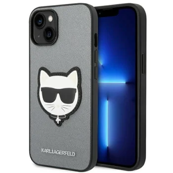 Karl Lagerfeld Choupette Head Patch Case for iPhone 14 Plus, Silver