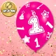 Bakalu 1st Birthday Latex Balloons, Pink, 6 Pcs