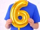Foil Balloon Number 6 Birthday Party Decoration 66cm, Gold