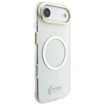 Guess IML Script Metal MagSafe dėklas telefonui iPhone Air, skaidrus
