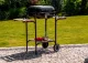 Large Charcoal Grill with Lid, Adjustable Grate, and Wooden Shelves MultiGarden