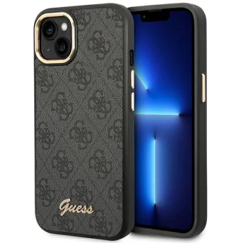 Guess 4G Vintage Gold Logo Case for iPhone 14 Plus - Black