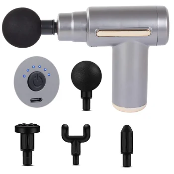 Massage Gun with 4 Attachments, 30W, Grey