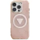 Guess IML Metal Glitter 4G Circle Triangle MagSafe Case for iPhone 16 Pro, Pink