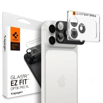 Spigen Optik Pro XL Glas.tR EZ Fit Camera Screen Protector for iPhone 18 Pro, Dark Gray