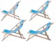 Folding Wooden Beach and Garden Deck Chair with Pillow, Blue