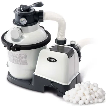 Intex 26644 smėlio filtracijos siurblys baseinui 5700 l/h su filtravimo kamuoliukais 500 g