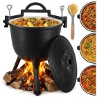 Kaminer 8L Enamelled Cast Iron Campfire Pot, Black