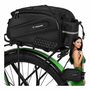 Waterproof Bike Trunk Bag Trizand 10L Rear Rack Pannier, Black