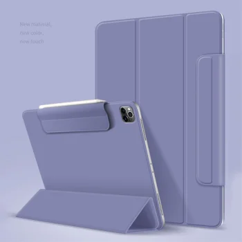 Apple iPad Pro 13'' (2024) (A2926 A2925) Nappa Texture Tri-Fold Book Case Cover, Purple