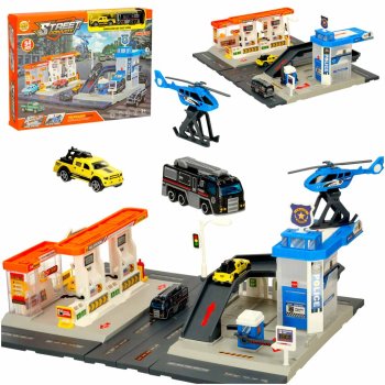Police parking and fuel station playset, 54 pieces