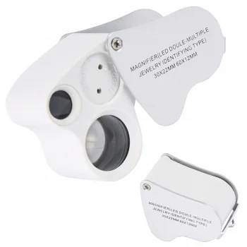 Folding Jeweler's Loupe 25x 50x with LED and UV Light, Silver