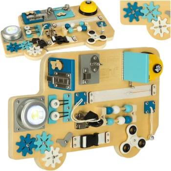 LULILO BUSO Educational Toy Wooden Manipulation Sensory Busy Board, 40x26cm