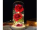 Eternal Rose in Glass with Glowing LED Light (Two Red Roses)