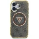 Guess IML Metal Glitter 4G Circle Triangle MagSafe Case for iPhone 16 - Brown
