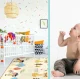 Large double-sided foldable kids foam play mat 150 x 180 cm, tiger and city