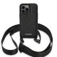Karl Lagerfeld iPhone 14 Pro Case with Strap Monogram Plaque Logo Black