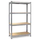 Plonos 470200 Metal Storage Shelving Unit, 180x90x40 cm, Silver