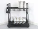 Two-Tier Dish Drying Rack with Drip Tray and Drainboard, Black