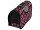 Large pet carrier bag for dogs and cats, black with paw prints
