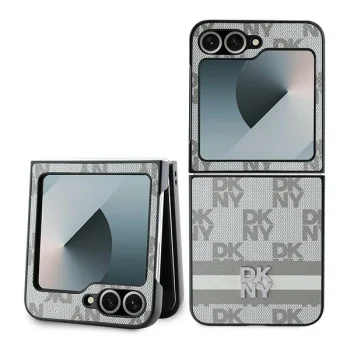 DKNY Checkered Pattern Printed Stripes Case for Samsung Galaxy Z Flip 6, Beige