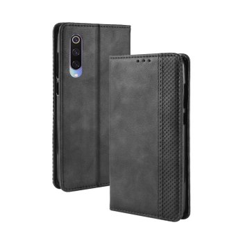 Xiaomi Mi 9 Lite / CC9 / CC9mt Vintage Style Magnetic Leather Wallet Case Cover, Black