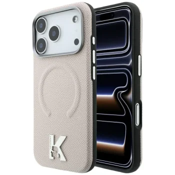 Karl Lagerfeld Grained Embossed Ring & Kameo MagSafe Case for iPhone 18 / 17 Pro Max - Beige