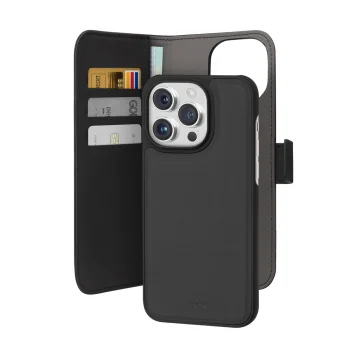Puro iPhone 15 Pro Max Wallet Detachable MagSafe Case, Black