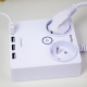 Huslog Flat Power Strip with USB EMX-190124, 2 Outlets 4 USB Ports, 5ft Cord, white