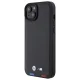 BMW iPhone 15 Plus Case Leather Stamp Tricolor, Black