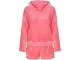 Warm Women\'s Two-Piece Pajama Set with Hood, Short Pants, XL, Pink