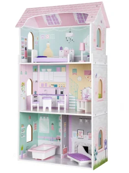 Ecotoys Jagodowa Wooden Dollhouse with Furniture