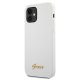 Guess iPhone 12 mini Case Silicone Vintage Gold Logo, White