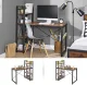 Wooden computer desk with metal shelf, loft style, brown/black