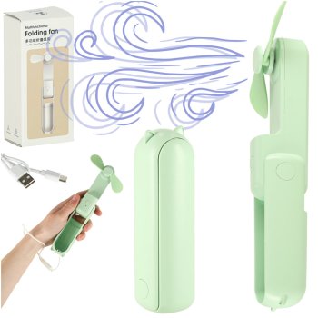Portable Mini Handheld Fan, Foldable USB Rechargeable Desk Fan, Green