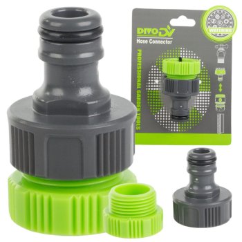 Garden Hose Quick Connector 1/2 and 3/4 Inch Tap Adapter DIVO, green-black