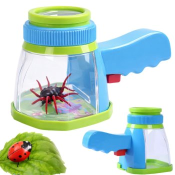 Kids Bug Viewer Magnifying Glass Container 5x, Blue-Green