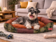 Plush Dog Bed Sofa for Medium Dogs Comfortable Fluffy Pet Lounger with Removable Pillow
