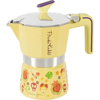 Pedrini Frida Kahlo Moka Pot, 3 Cups, Yellow