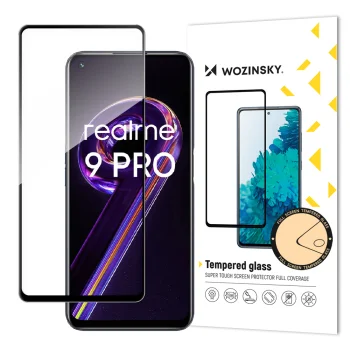 Wozinsky Full Glue Tempered Glass Screen Protector for Realme 9 Pro, 9H, Black