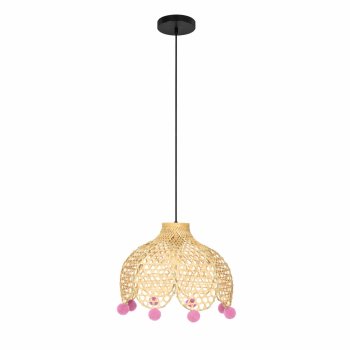 Bamboo Pendant Lamp Octagonal Chandelier E27, Natural
