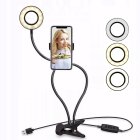 Desktop Live Stream Selfie Ring LED Light Flash with Clip On and Phone Holder