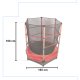 Garden trampoline for children with safety net, 165x160cm, Red