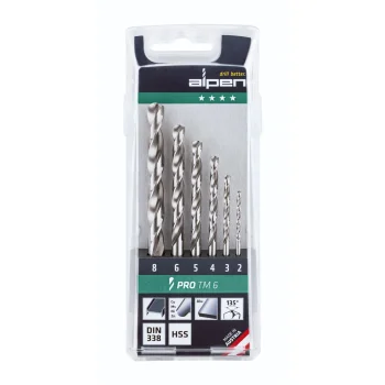 Alpen Pro TM 6 HSS Metal Drill Bit Set, 6-Piece (2-8 mm)