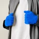 Braided Touchscreen Gloves with Finger Cutouts - Blue